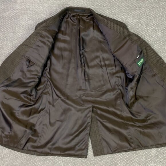 Lauren Ralph Lauren Houndstooth Blazer Sport Coat Mens 44L Brown Green Blue Wool - Picture 5 of 14